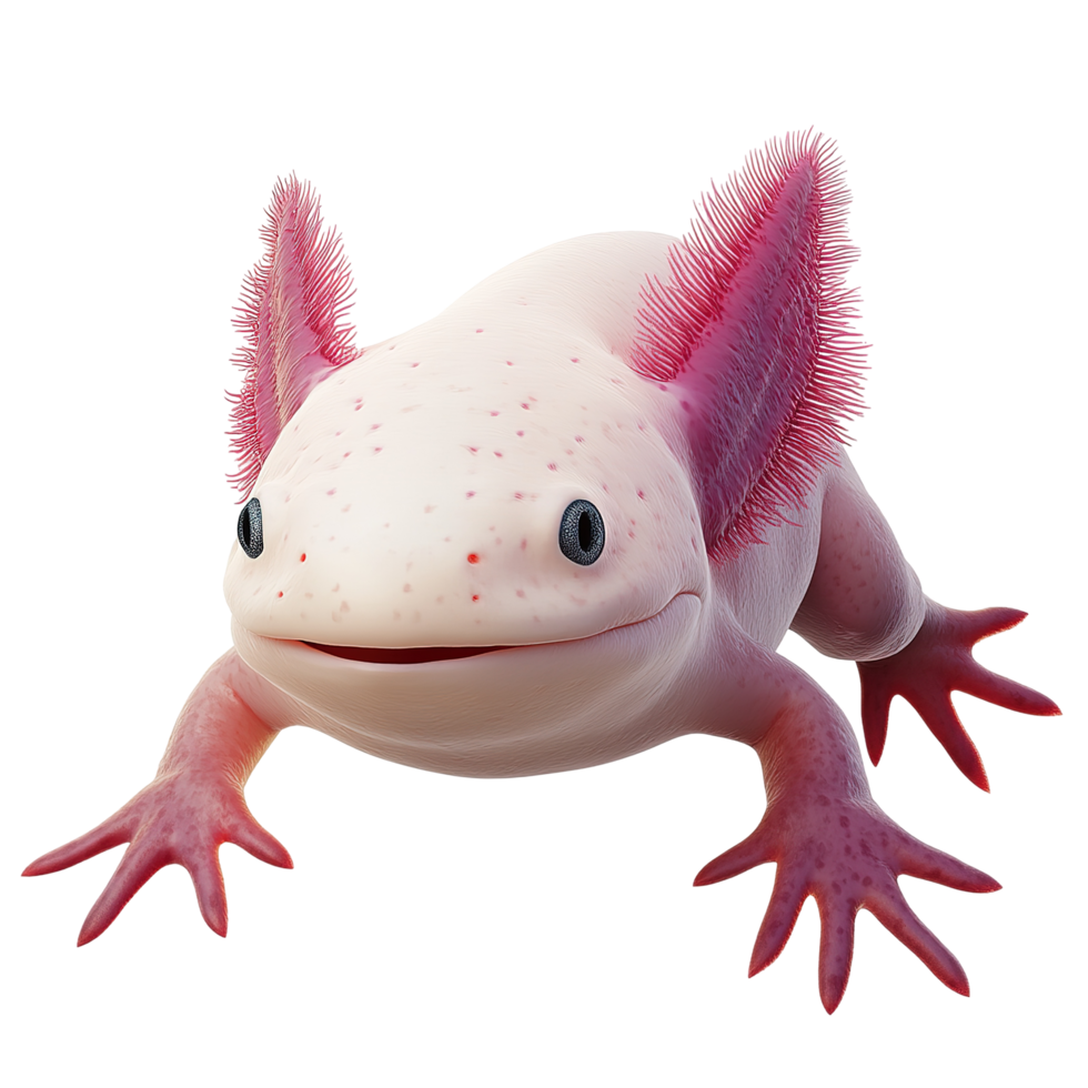 A Pink Axolotl Displays Its Unique Features Isolated on Transparent Background png