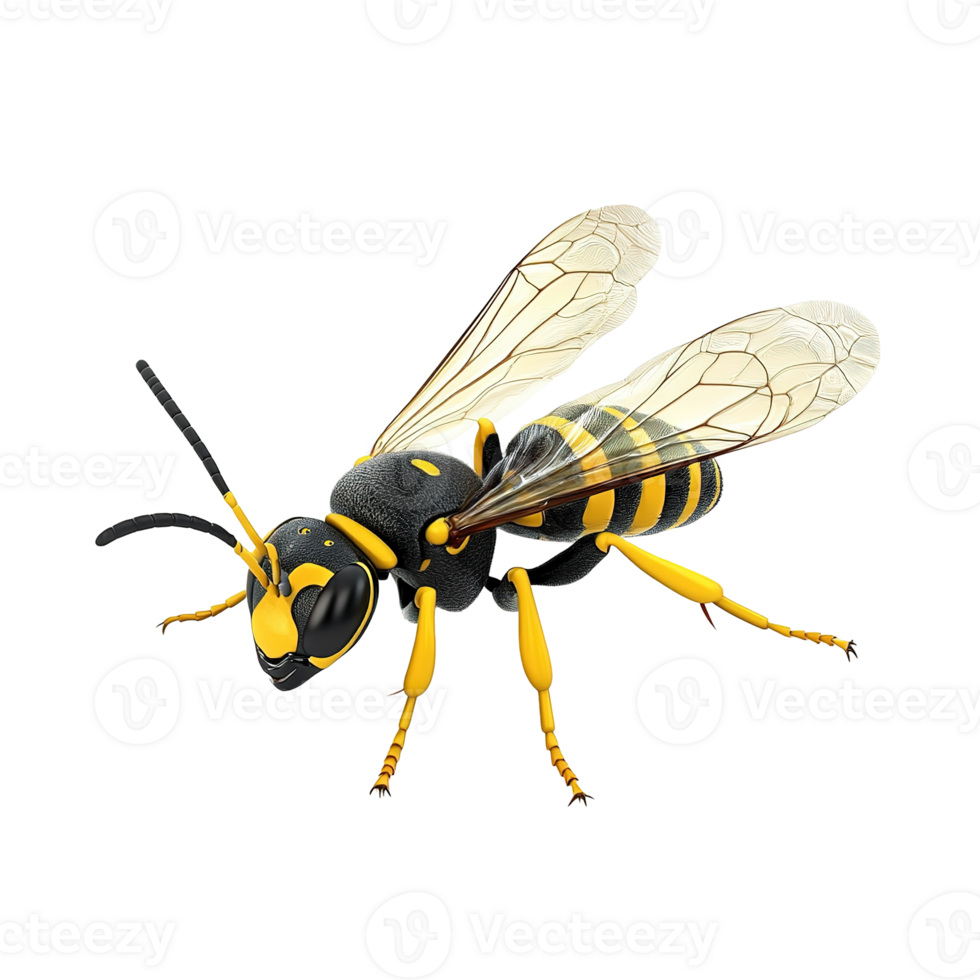 A detailed three dimensional render of a wasp Isolated on Transparent Background png
