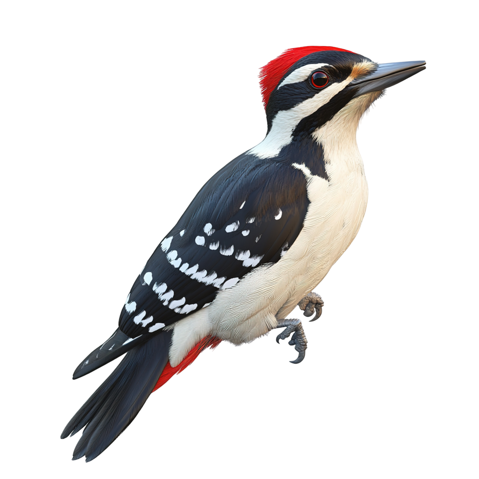 A striking hairy woodpecker displays vibrant plumage Isolated on Transparent Background png