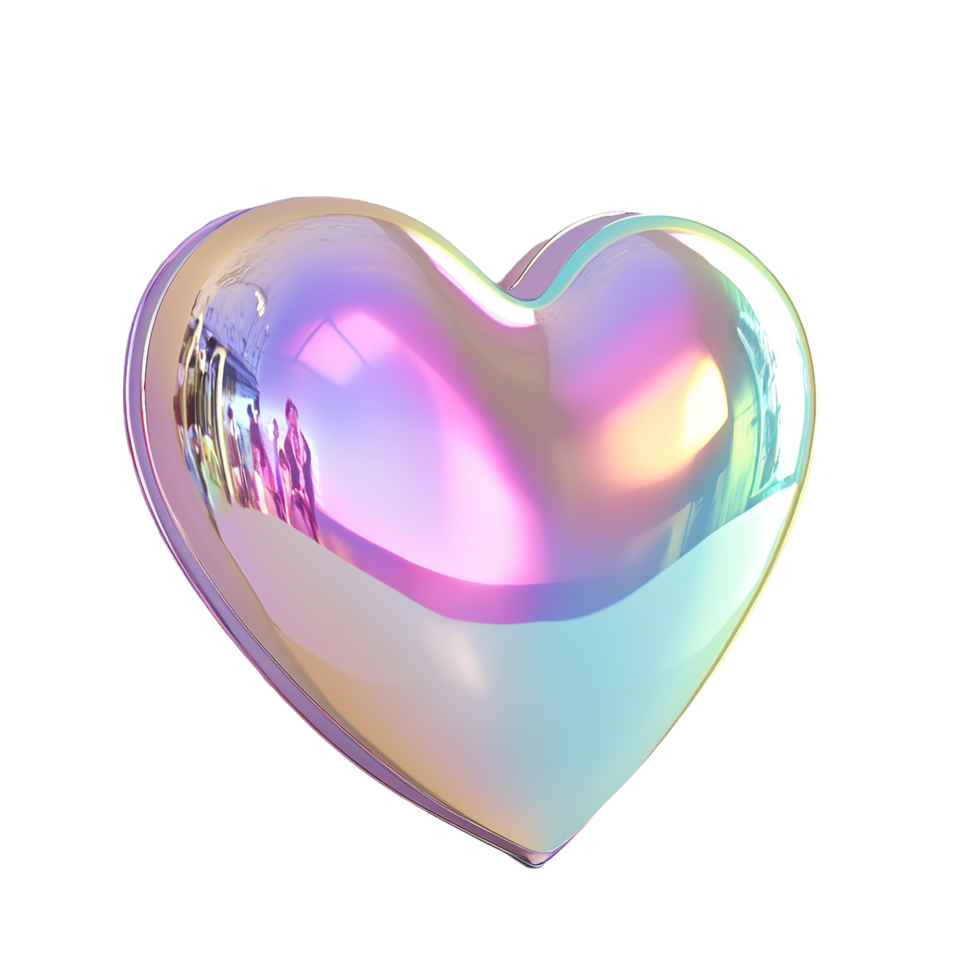 Iridescent Heart Shape Abstract Art Design Isolated on Transparent Background png