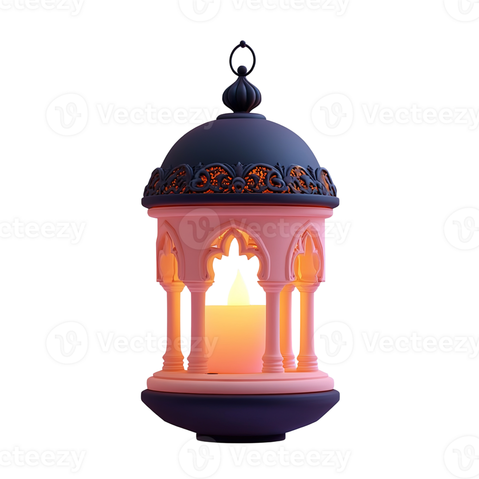 Elegant Lantern with Intricate Design and Glowing Candle Isolated on Transparent Background png