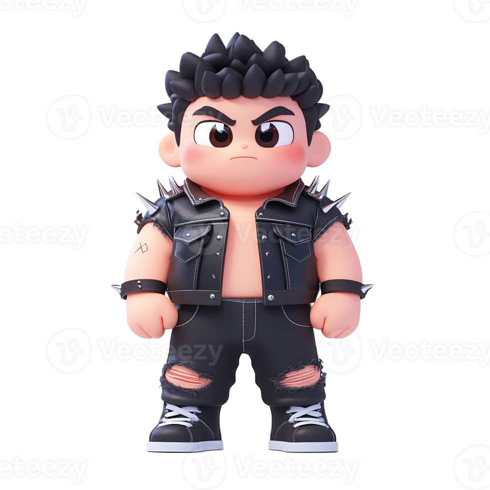 A Cute Spiky Haired Boy in a Leather Jacket png