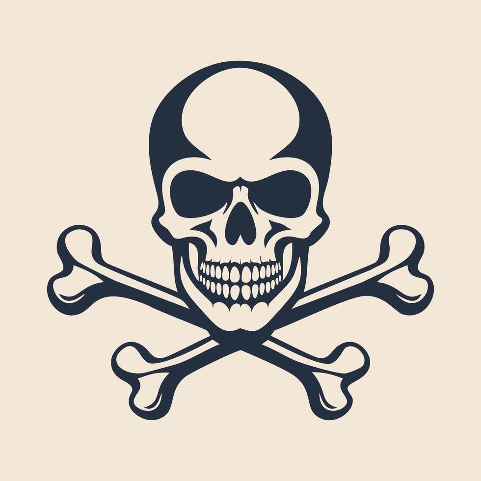 A skull and crossbones icon on a beige background vector