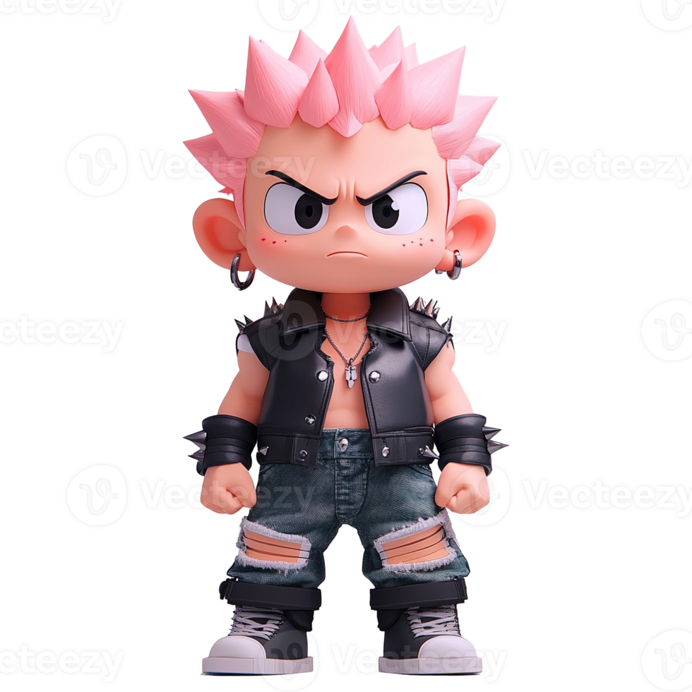 A 3D Render of a Punk Style Child Character png