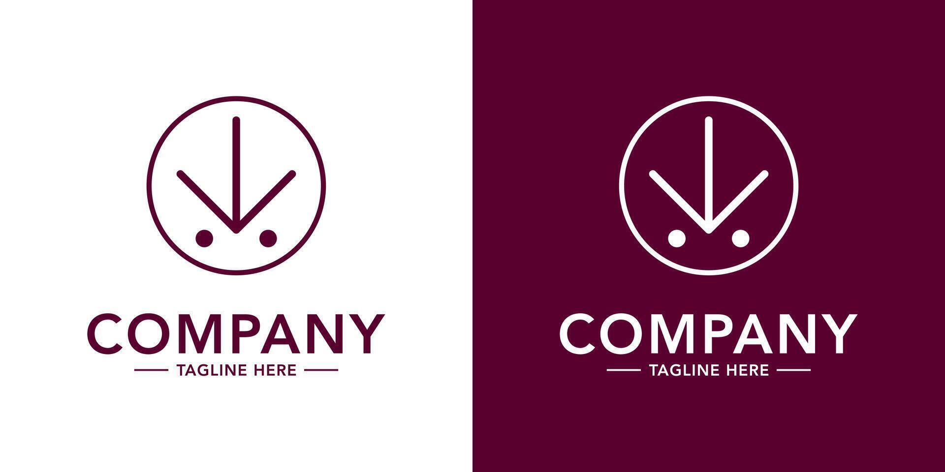 Two logos for a company with an arrow in the middle vector