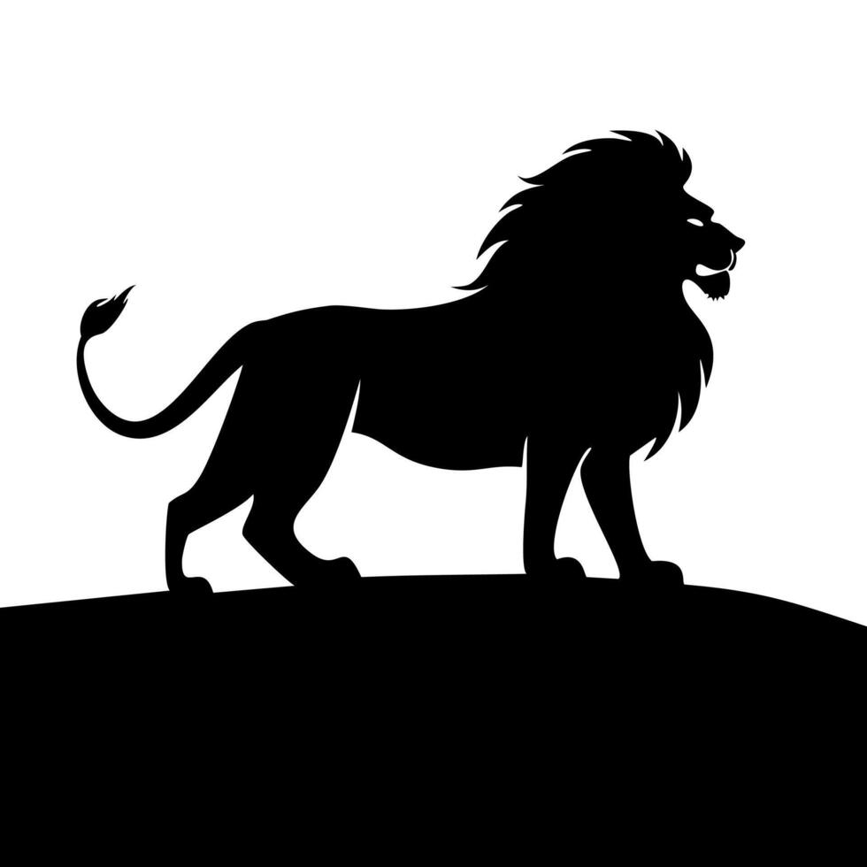 Lion silhouette flat style vector