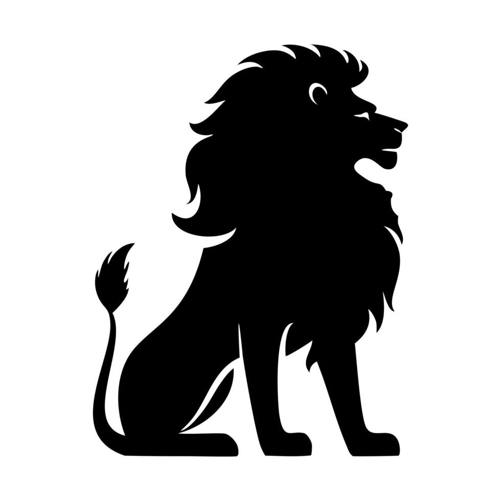 Lion silhouette flat style illustration mascot vector