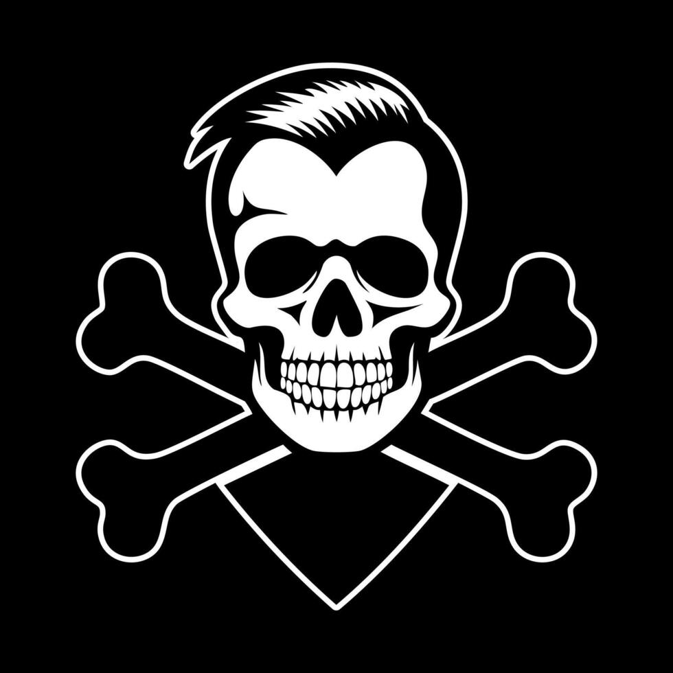 A skull and crossbones tattoo logo on a black background vector
