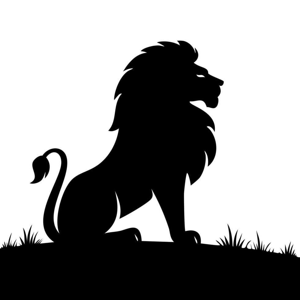 Lion silhouette flat style illustration mascot design vector