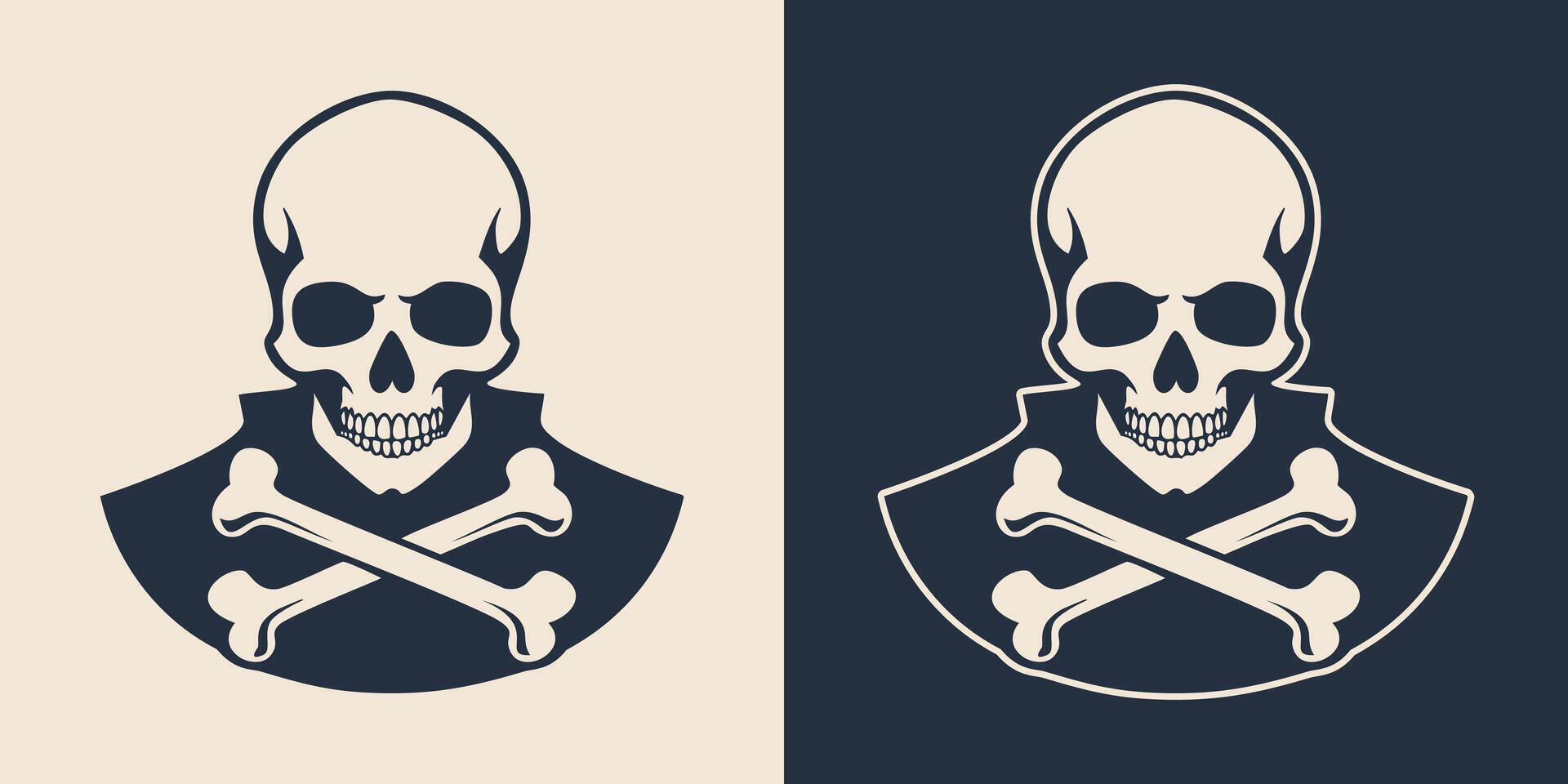 Two different skull and crossbones logos illustration vector
