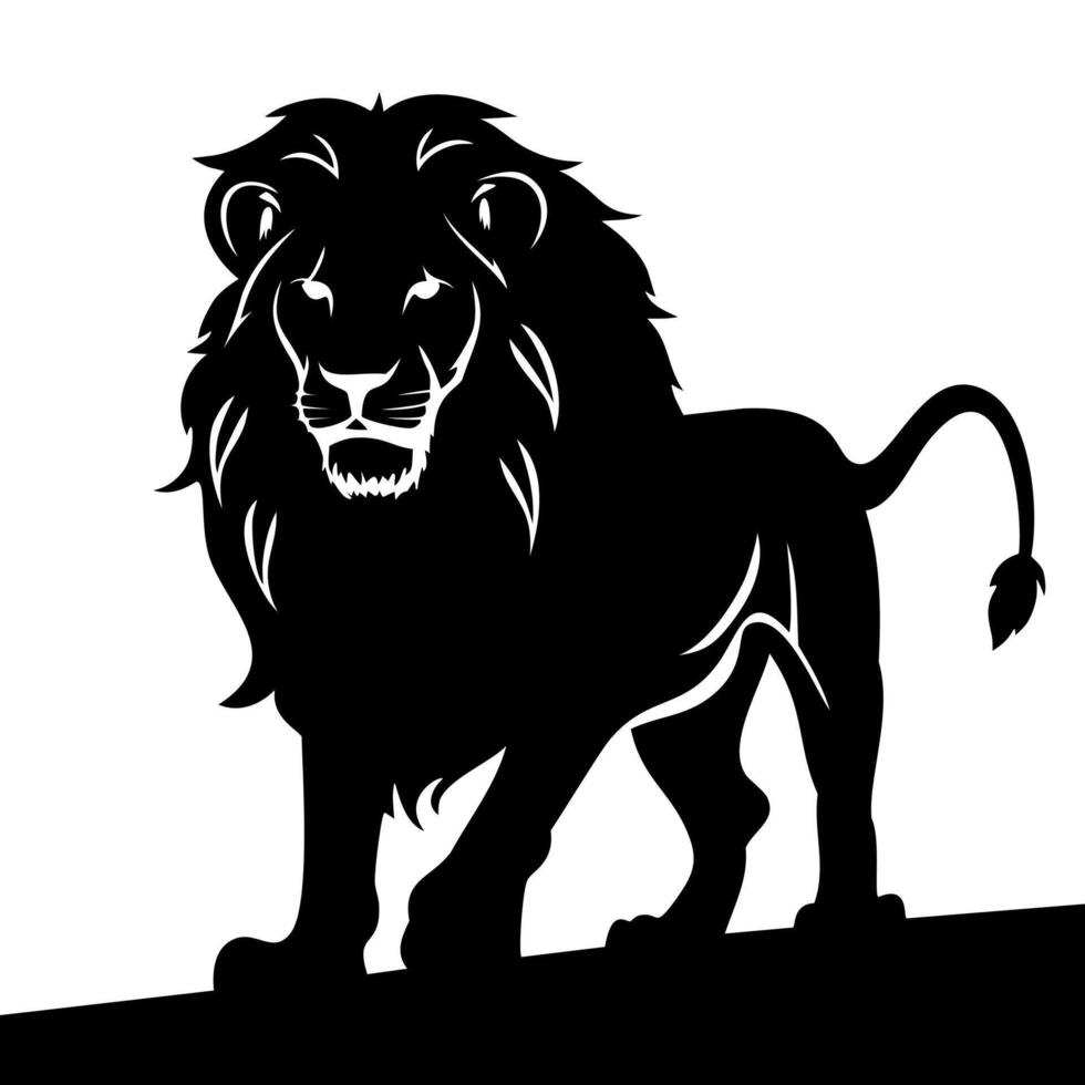 Lion silhouette flat style illustration mascot icon vector