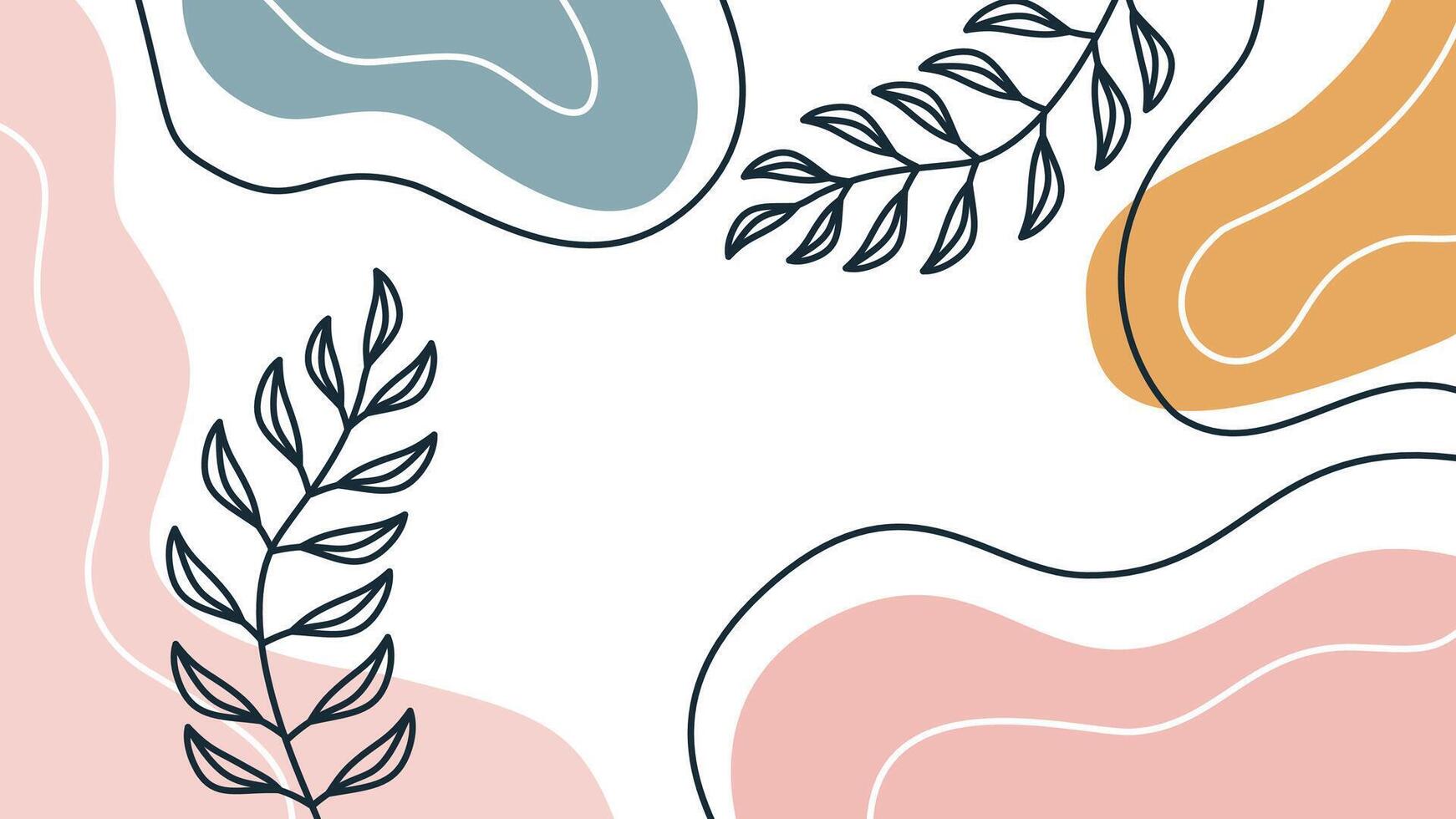 Hand drawn abstract background with leaves and flowers vector