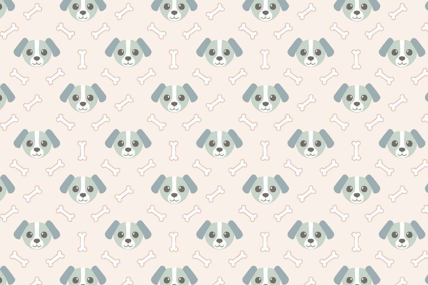 A dog pattern with bones and bones on a pink background illustration vector