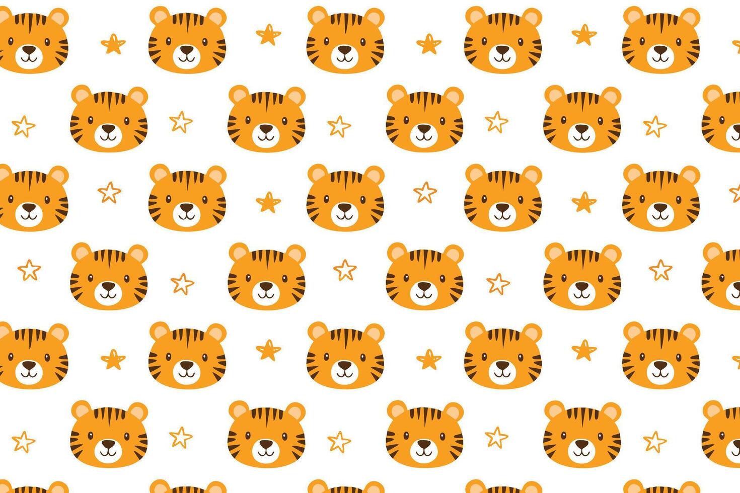 A pattern with a tiger's face and stars vector