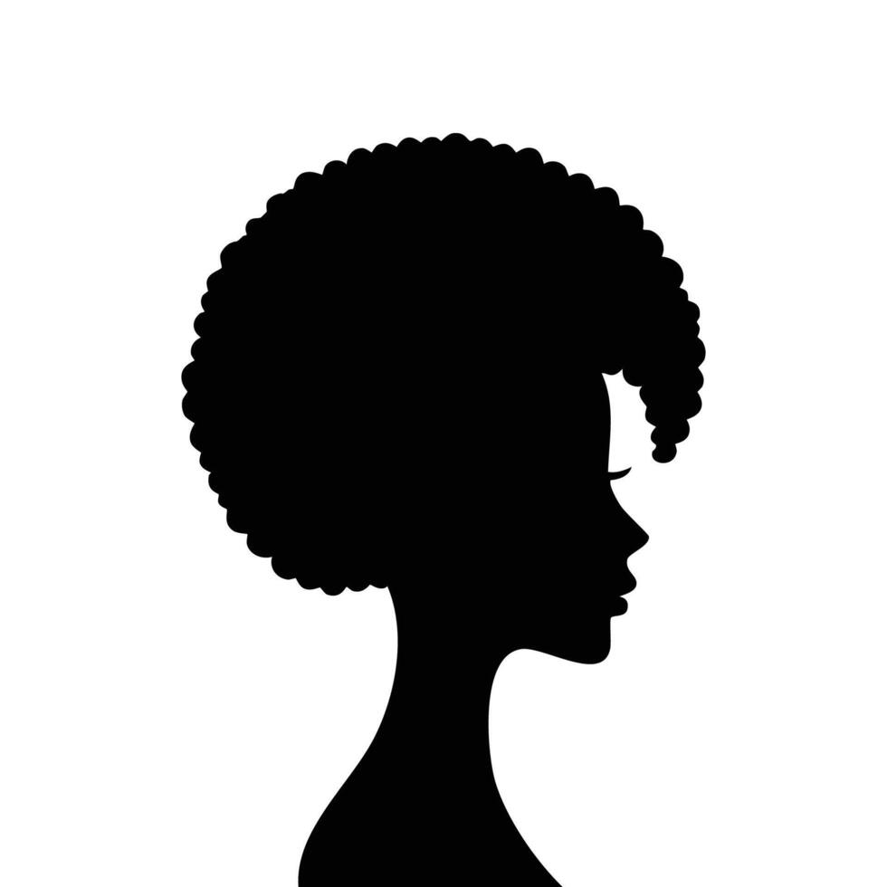 Silhouette of a woman with afro hair vector
