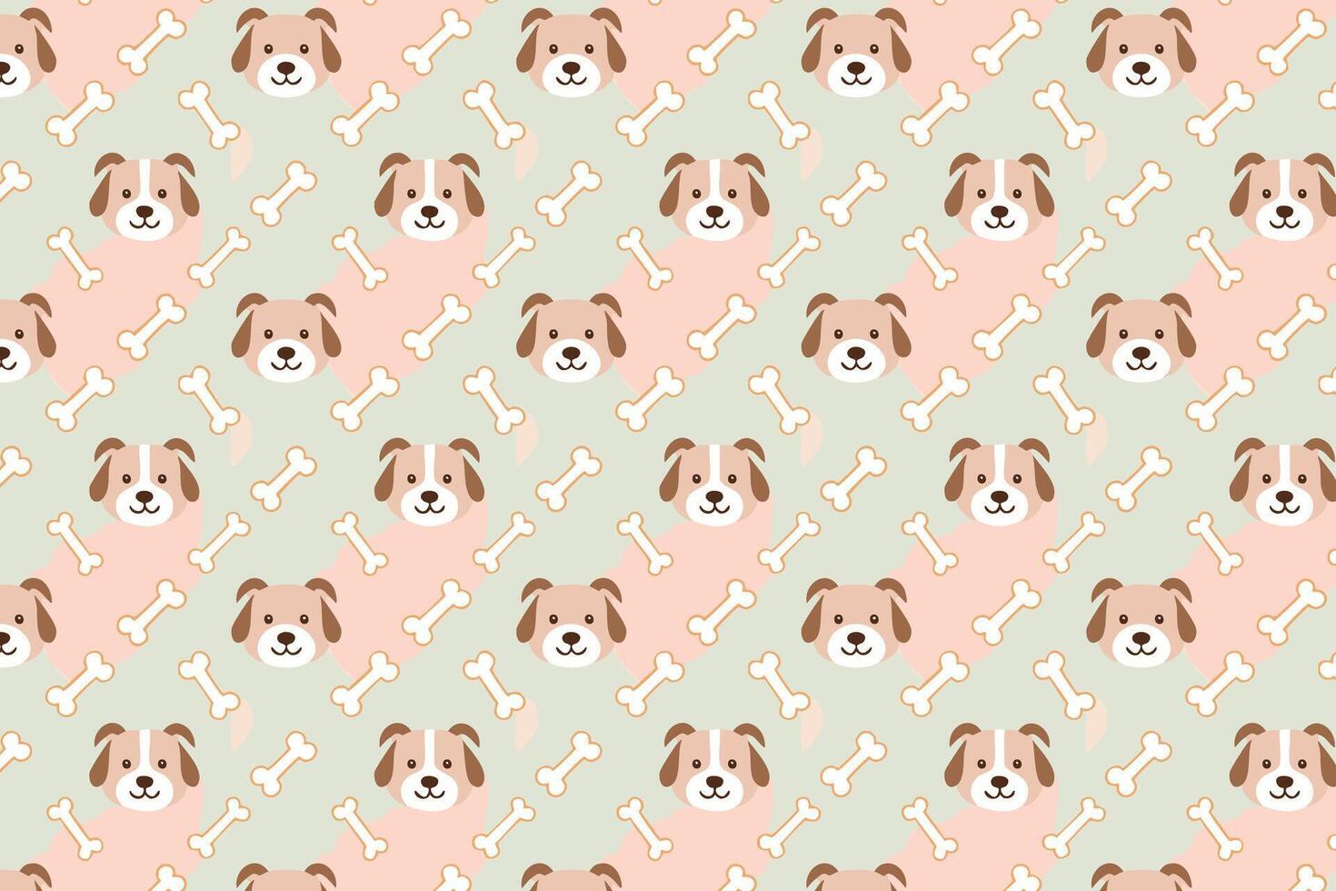 A dog pattern with a pink background and brown and white dogs vector