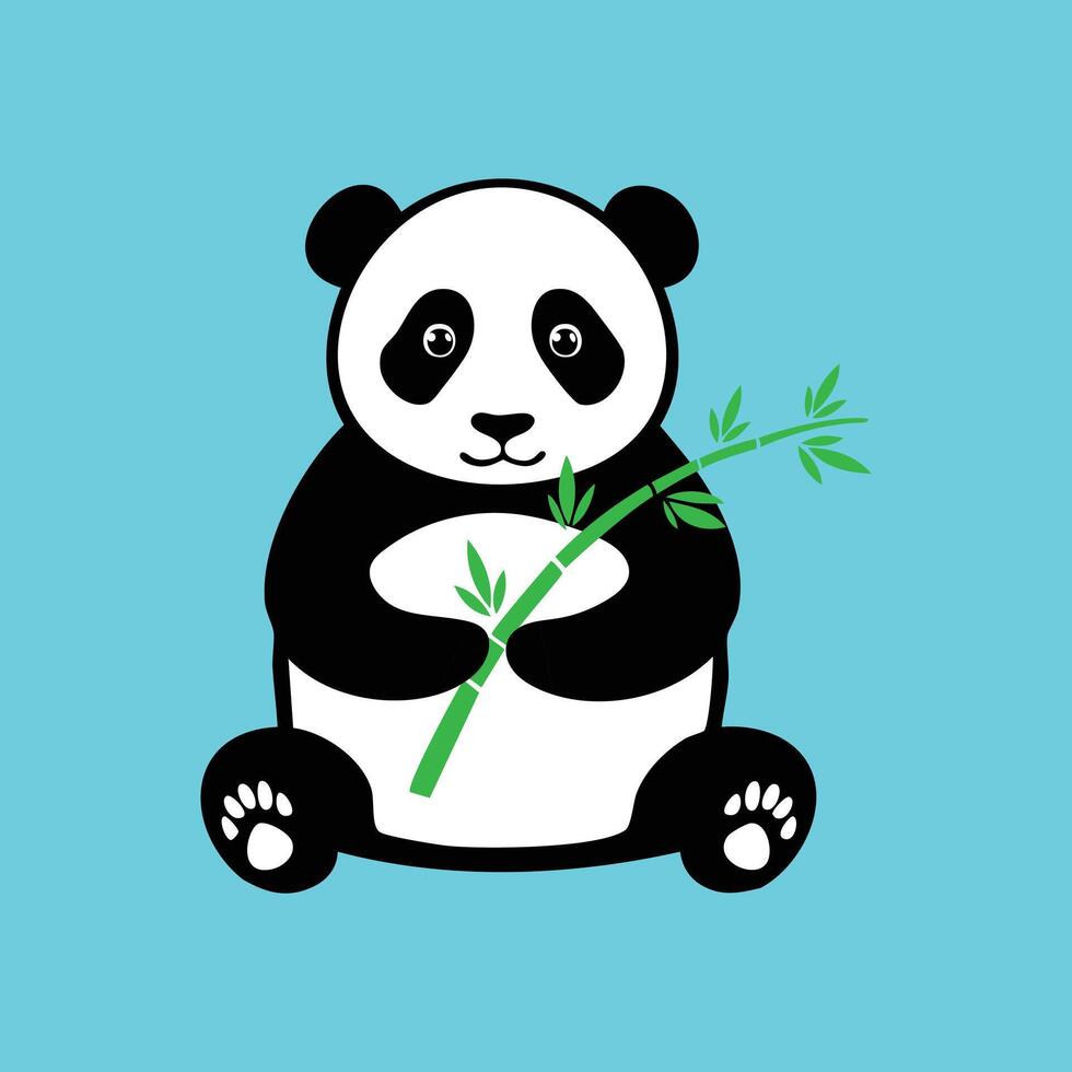 A panda bear holding a bamboo branch vector