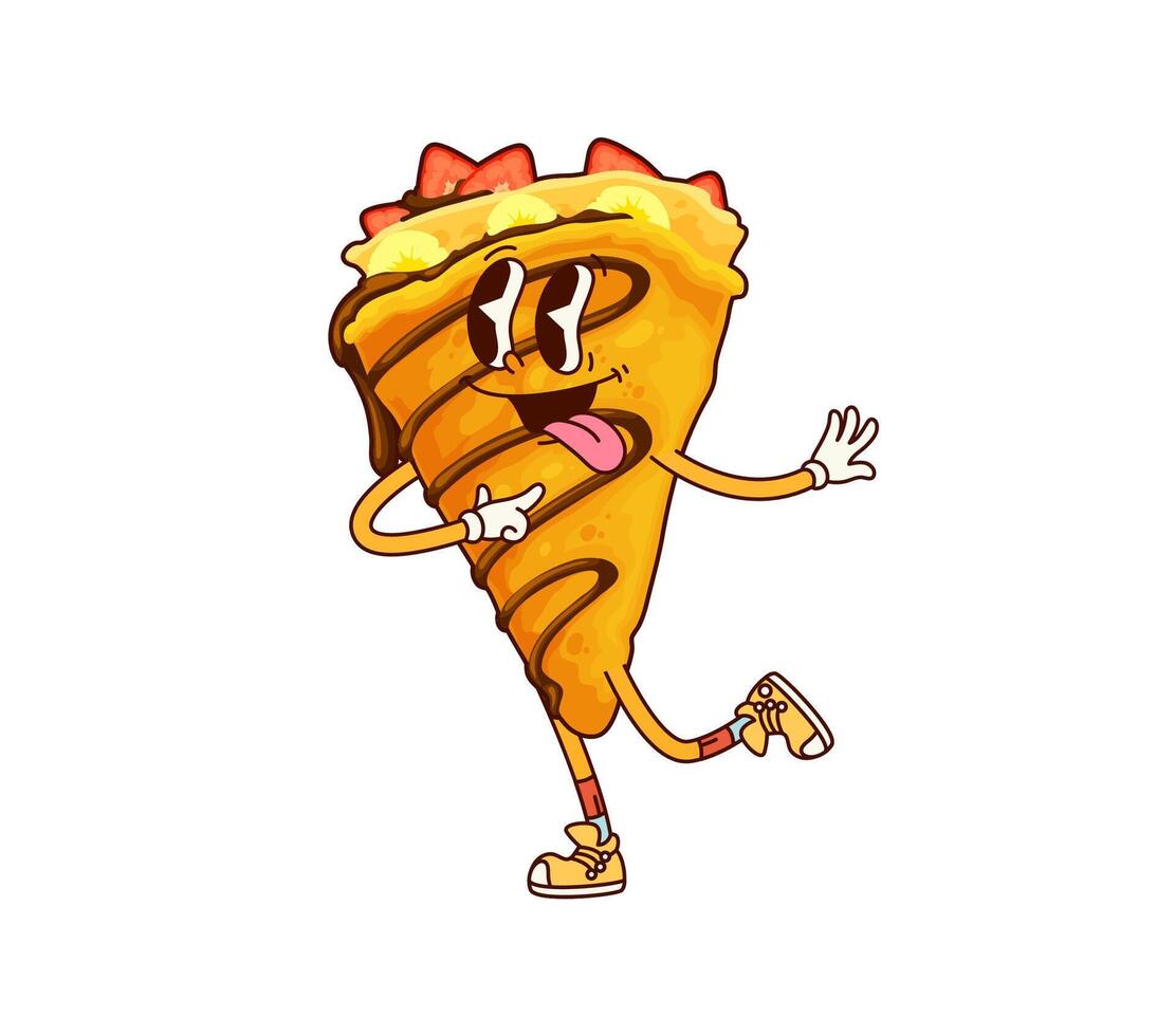 Fast food groovy crepes dessert foolish character vector