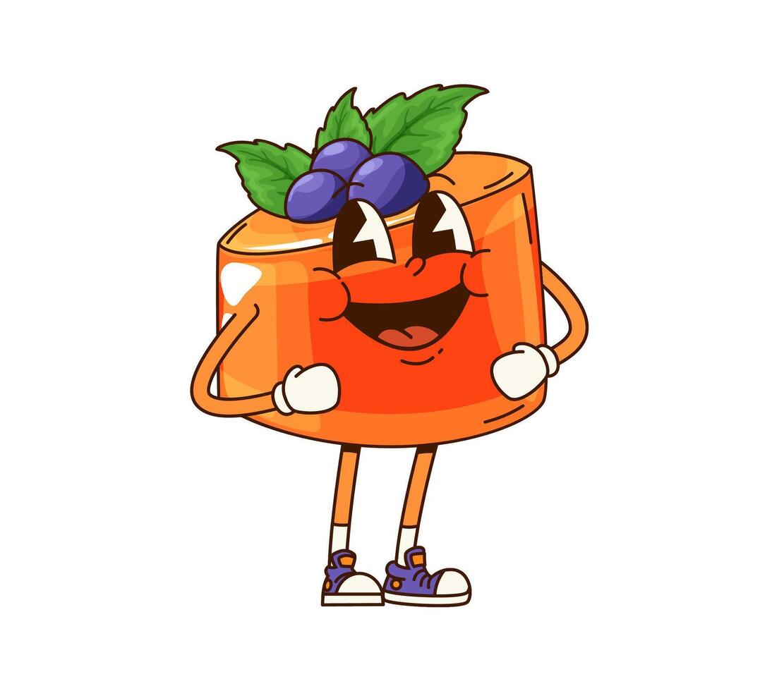 Funny groovy pudding dessert cute character vector
