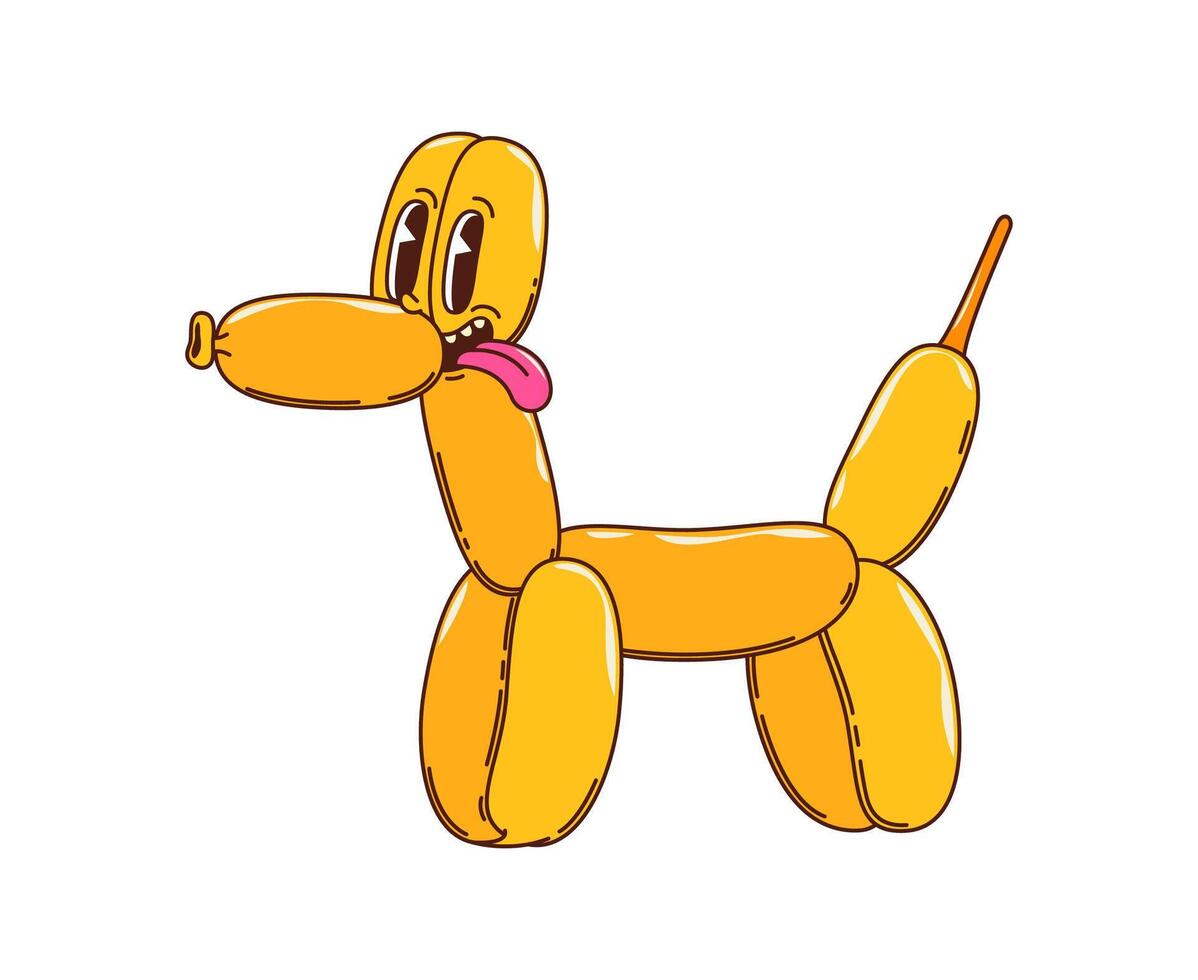 Retro groovy dog shaped holiday balloon character vector