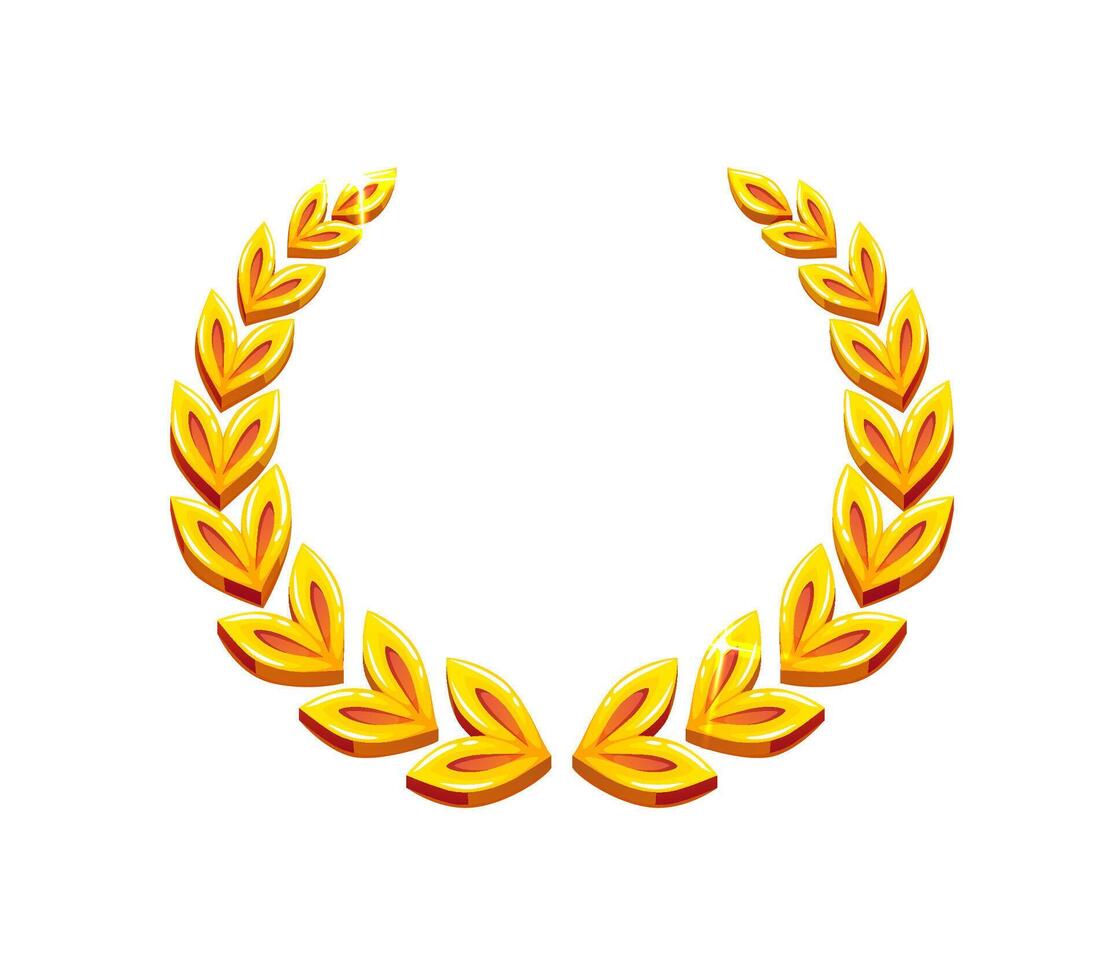 Golden laurel wreath badge, game asset vector