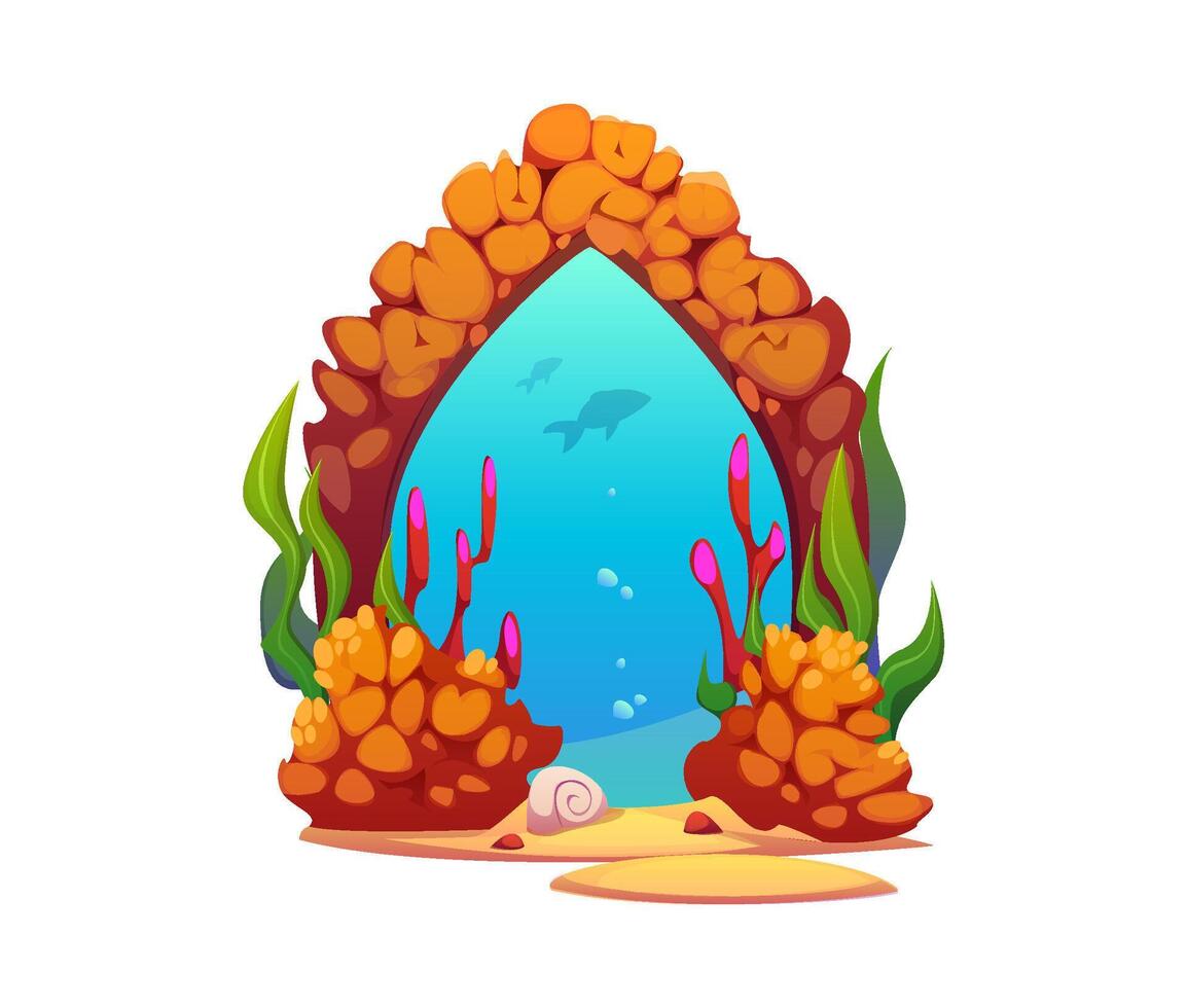 Underwater portal, magic stone with sea gate door vector