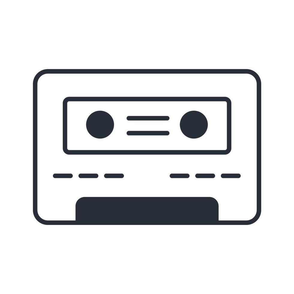 Cassette tape icon.Editable stroke.linear style sign for use web design,logo.Symbol illustration. vector