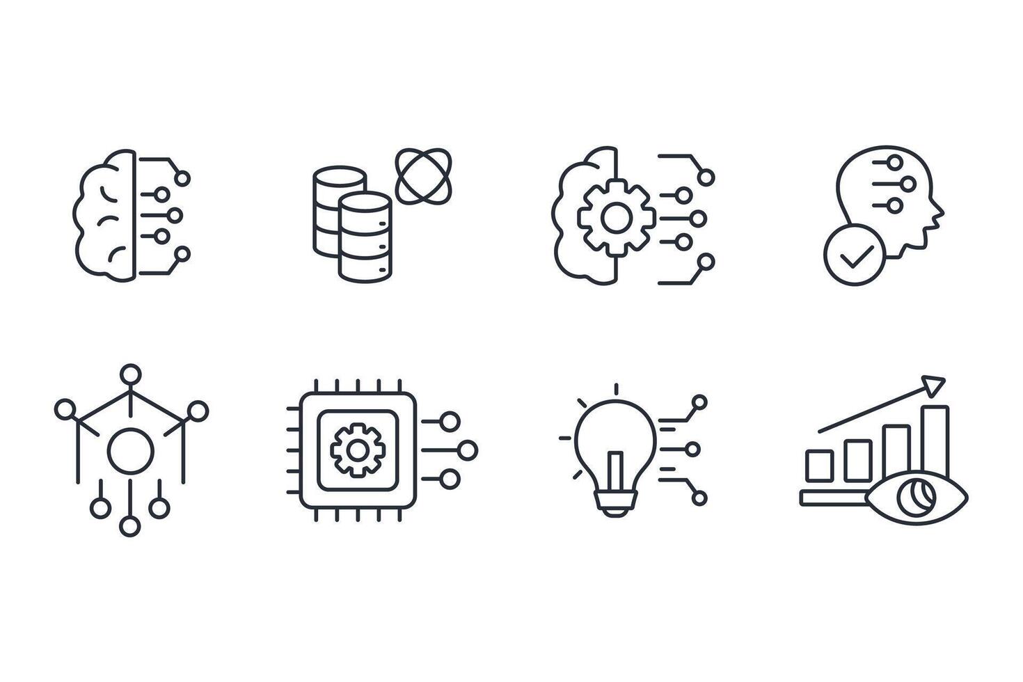 Artificial intelligence icon set line vector