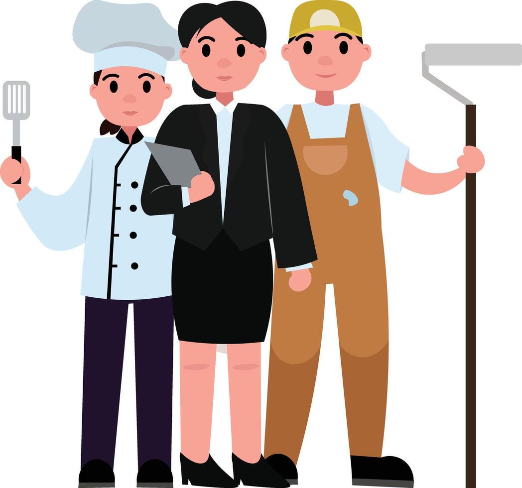Illustration of Diverse Professionals in Various Occupations vector