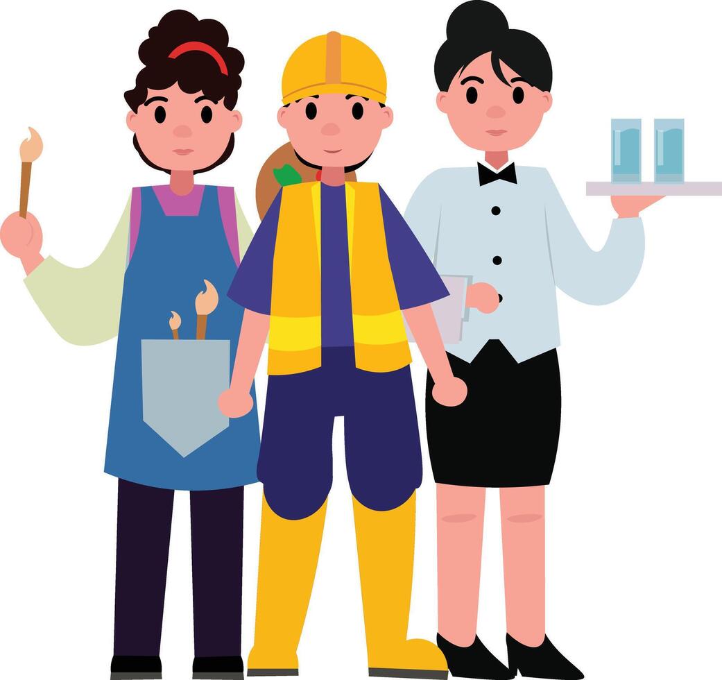 Illustration of Diverse Workers in Various Professions vector