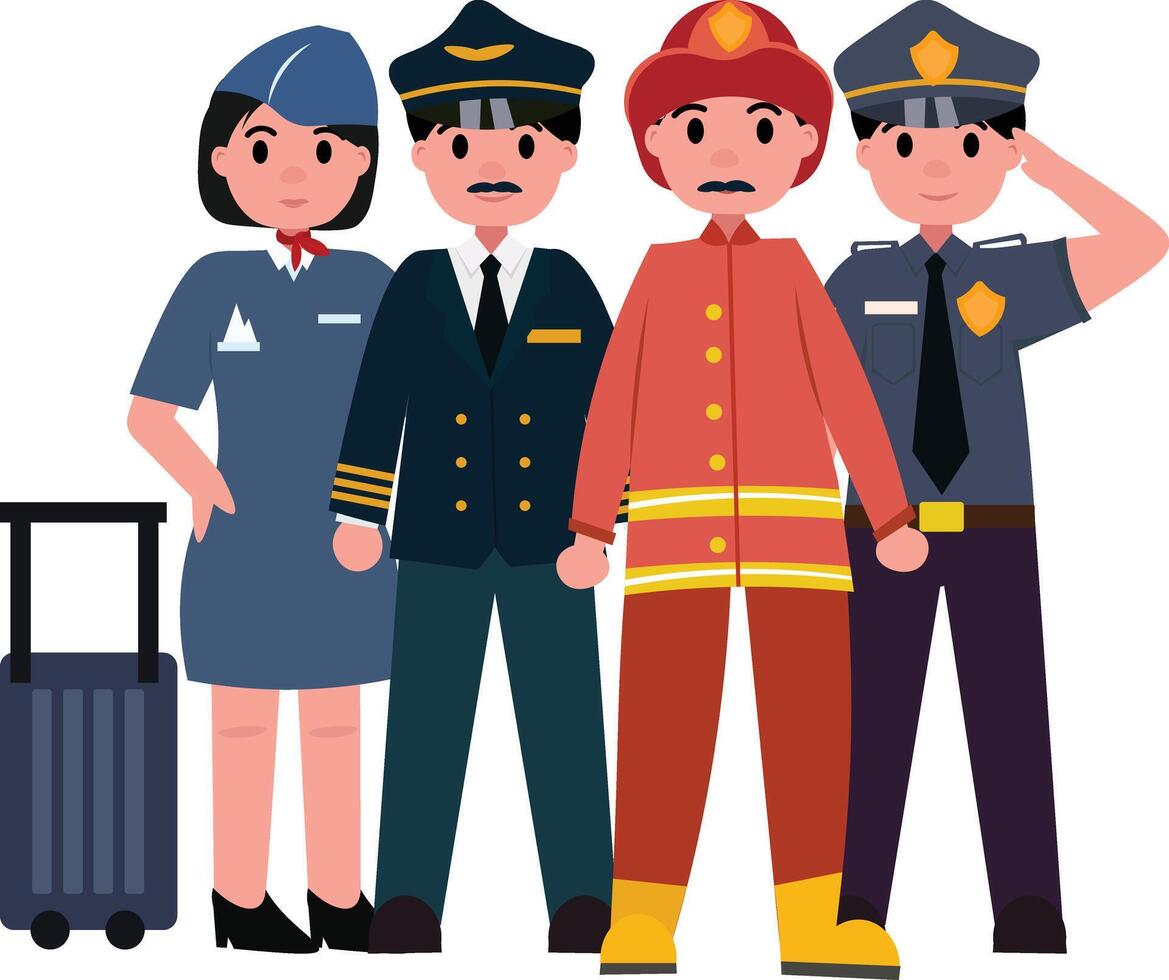 Cartoon Illustration of Diverse Occupations vector