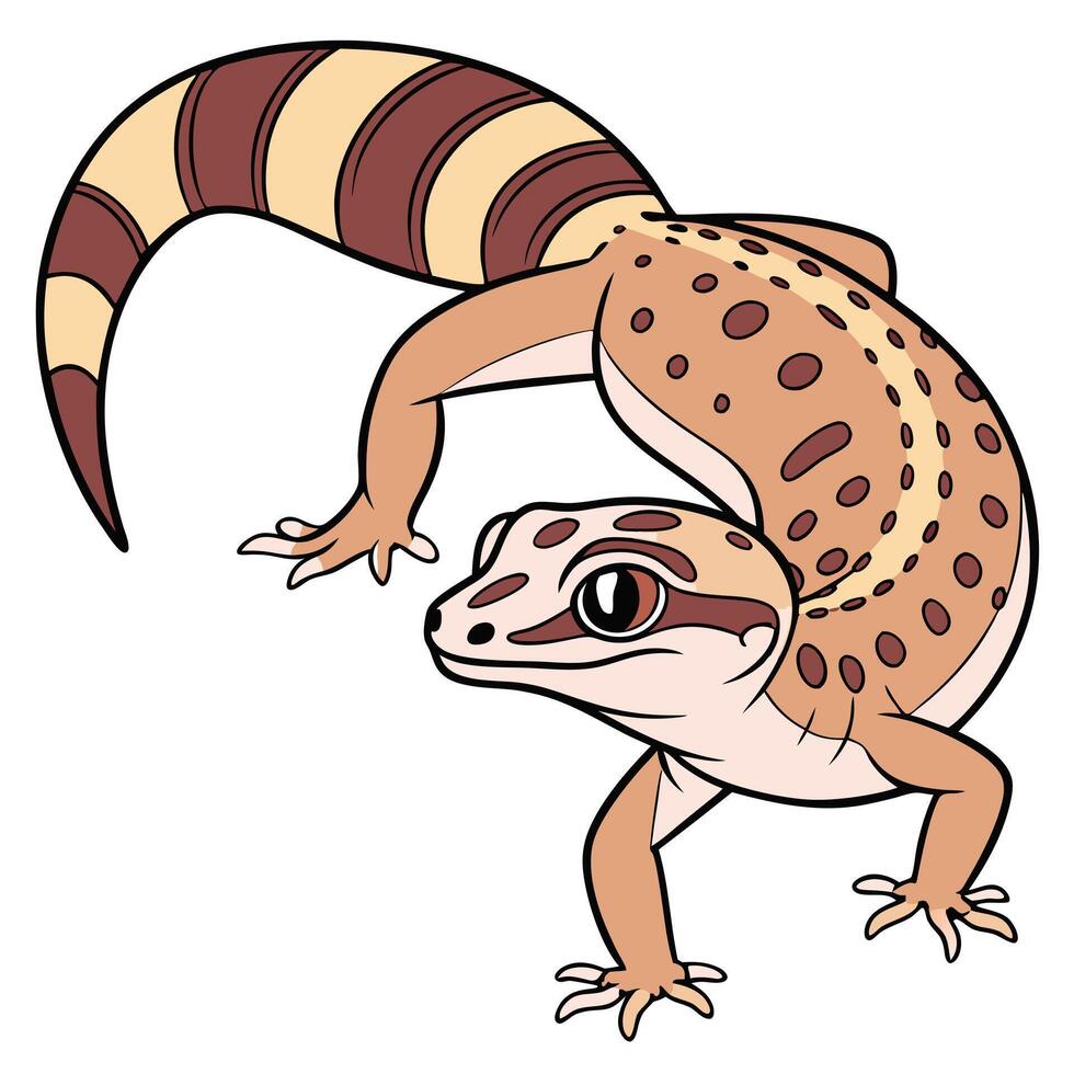 Adorable Cartoon Leopard Gecko vector