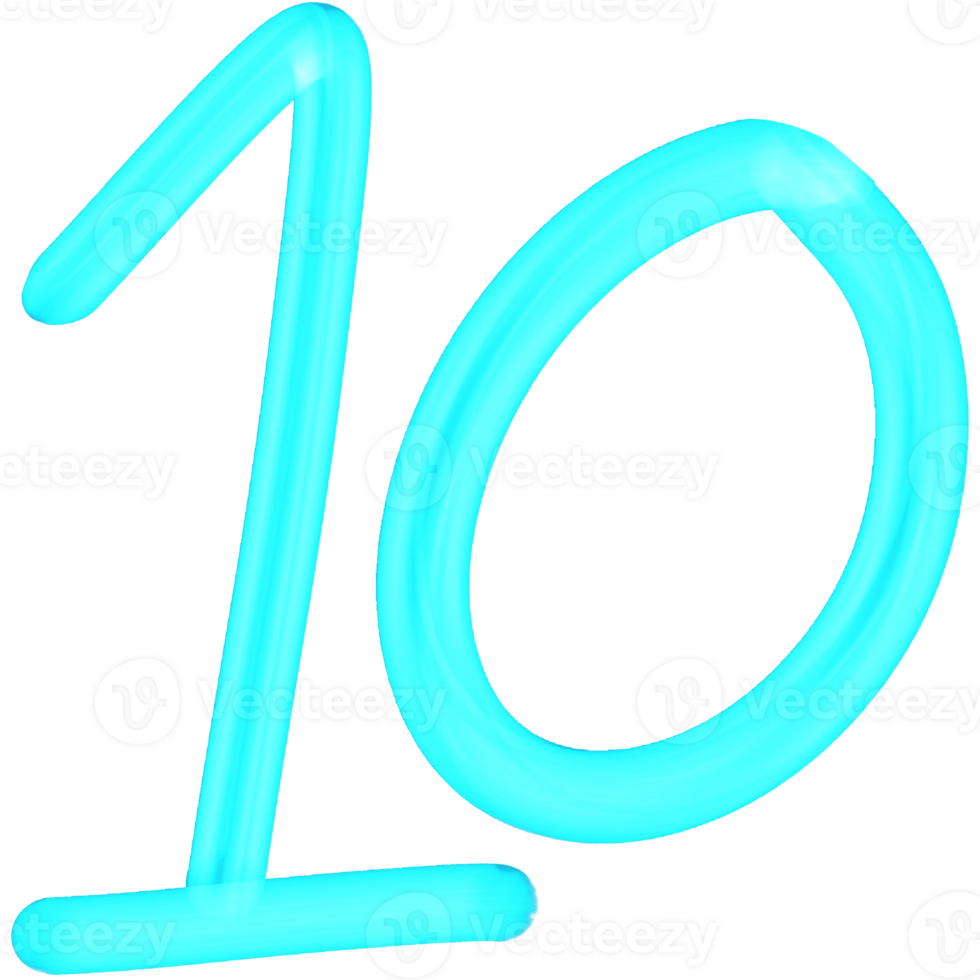 Blue Neon Number 10 png
