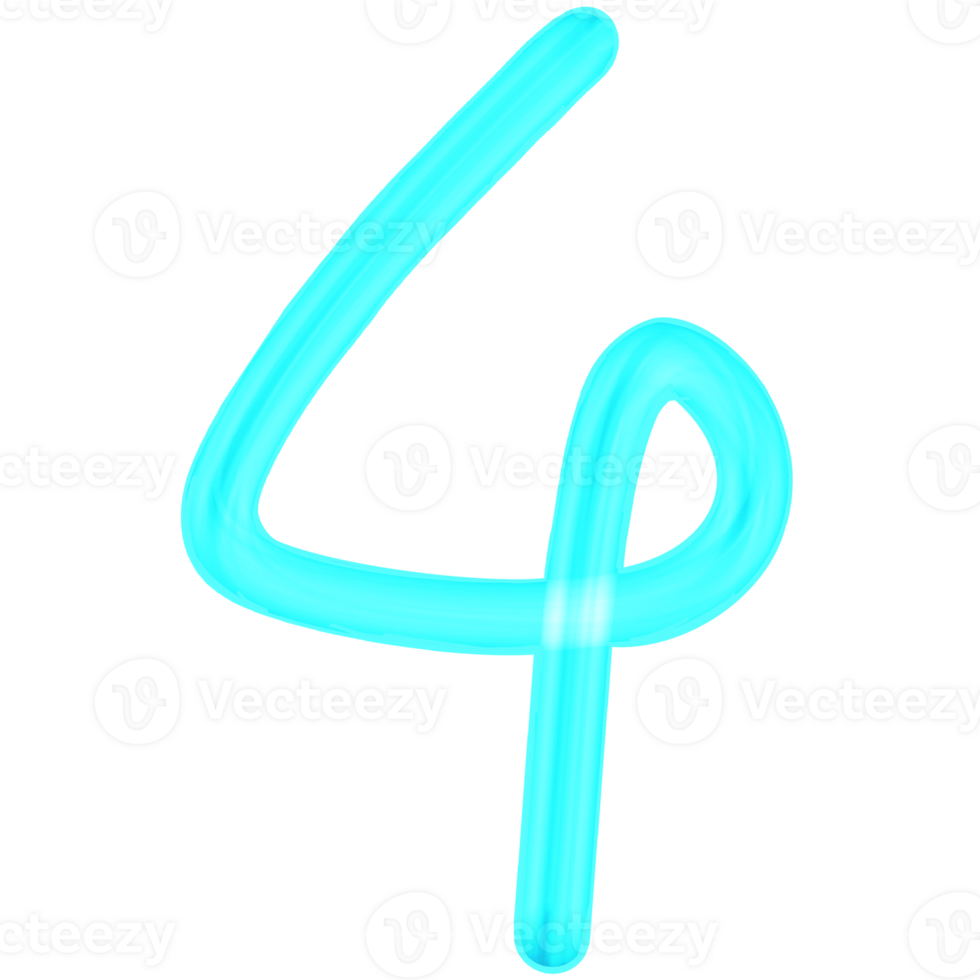 Neon number 4 png