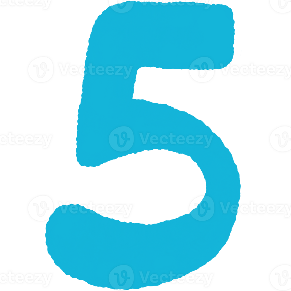 Blue Number 5 png