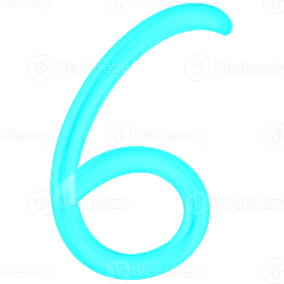 Neon number 6 png