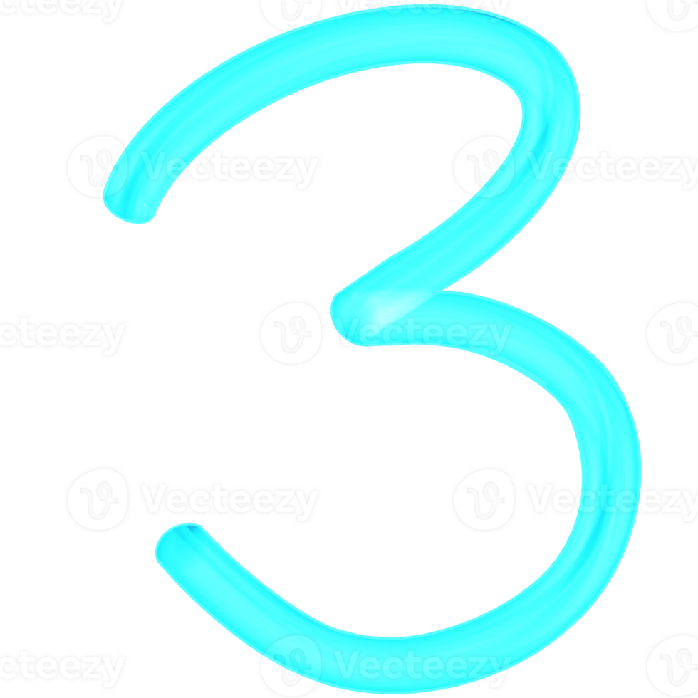 Neon number 3 png