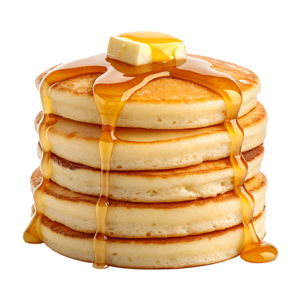 Pancakes with syrup and butter on top png