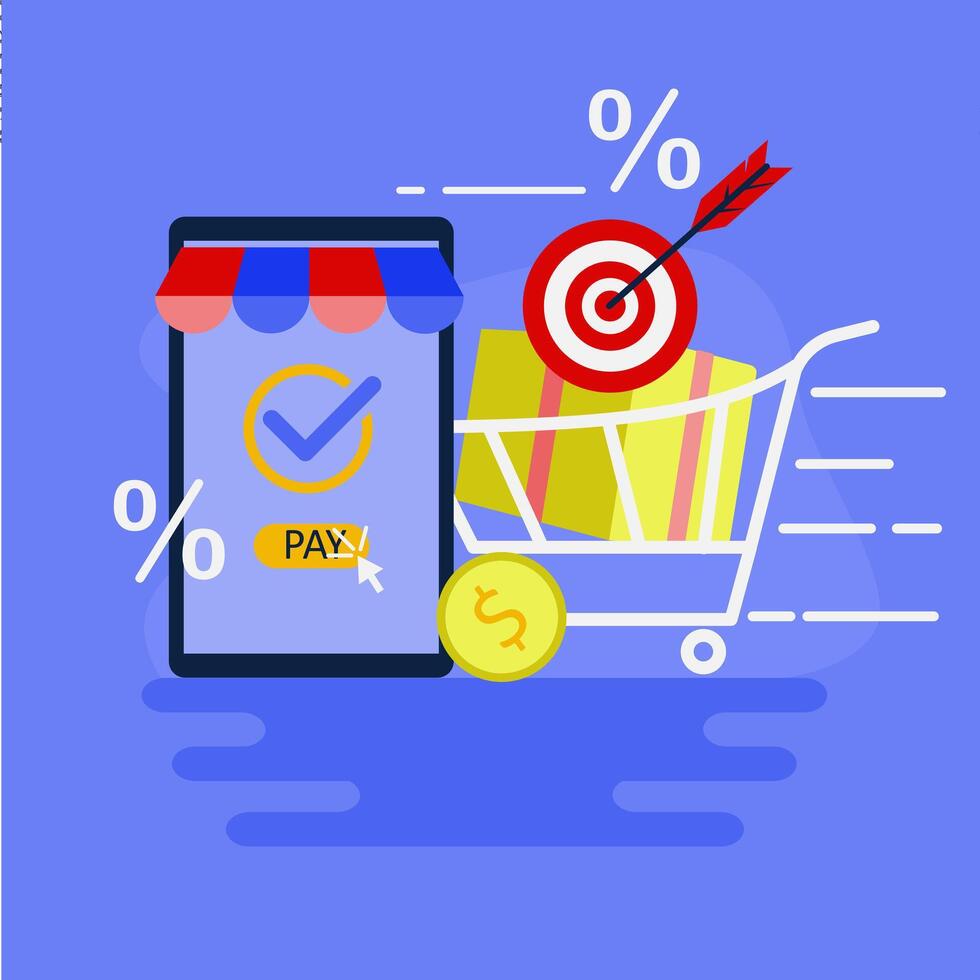 online shopping illustration, online shopping concept with fast response.. EPS 1 vector