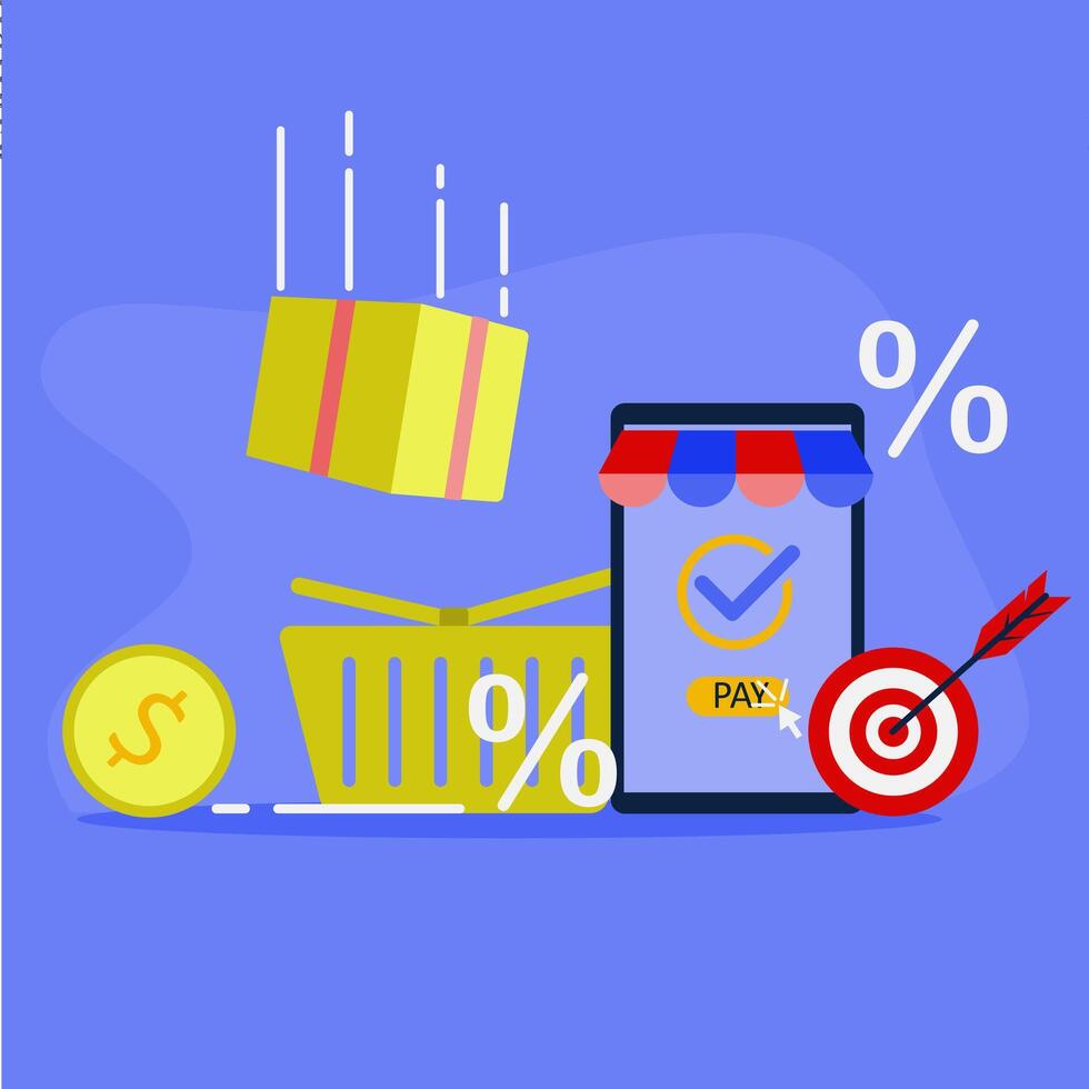 online shopping illustration, online shopping concept with fast response. vector