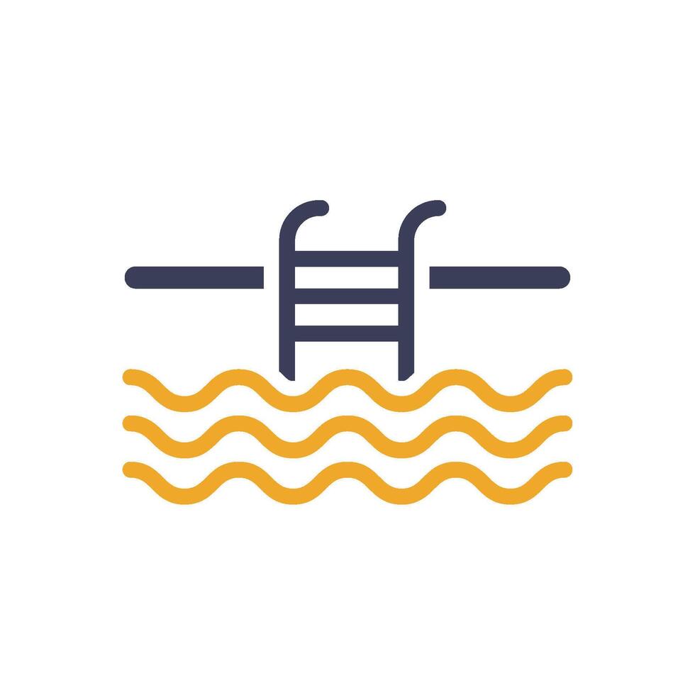 Swimming pool icon embodies summer vacations, relaxation and leisure, making it ideal for travel designs and summer projects vector