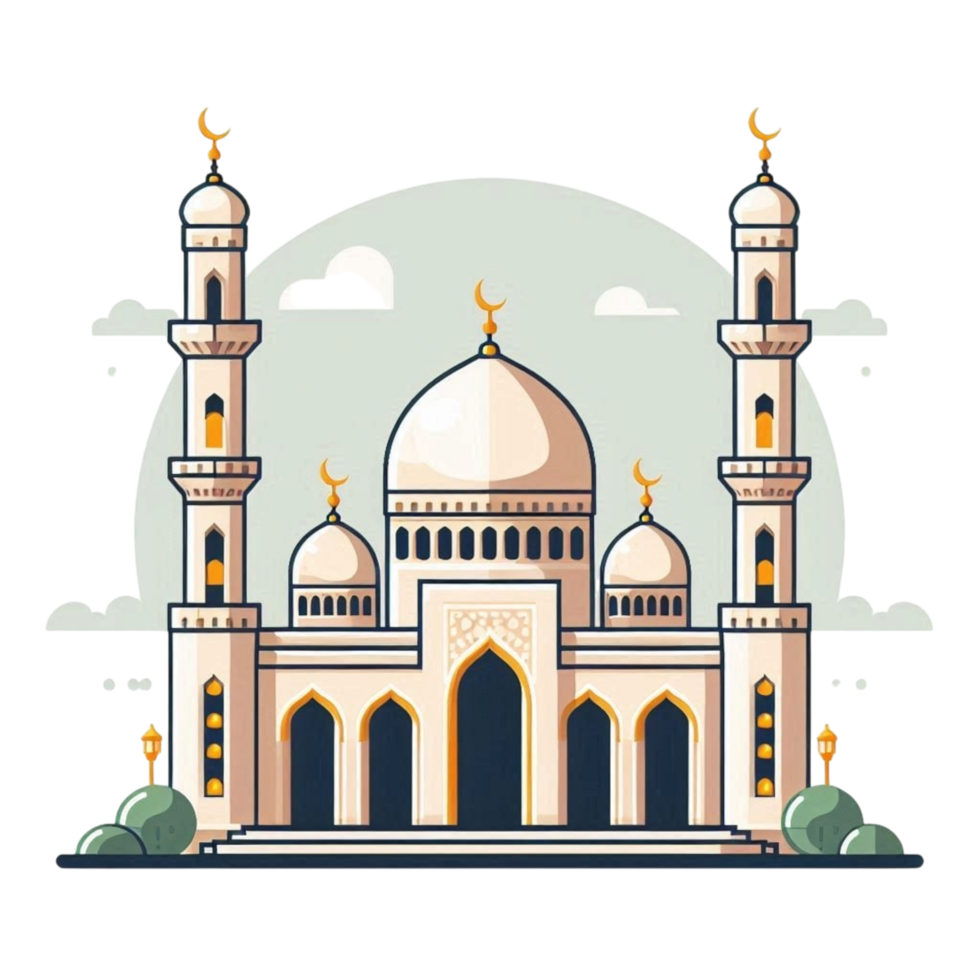 A modern mosque with intricate patterns, blending tradition with contemporary design. png