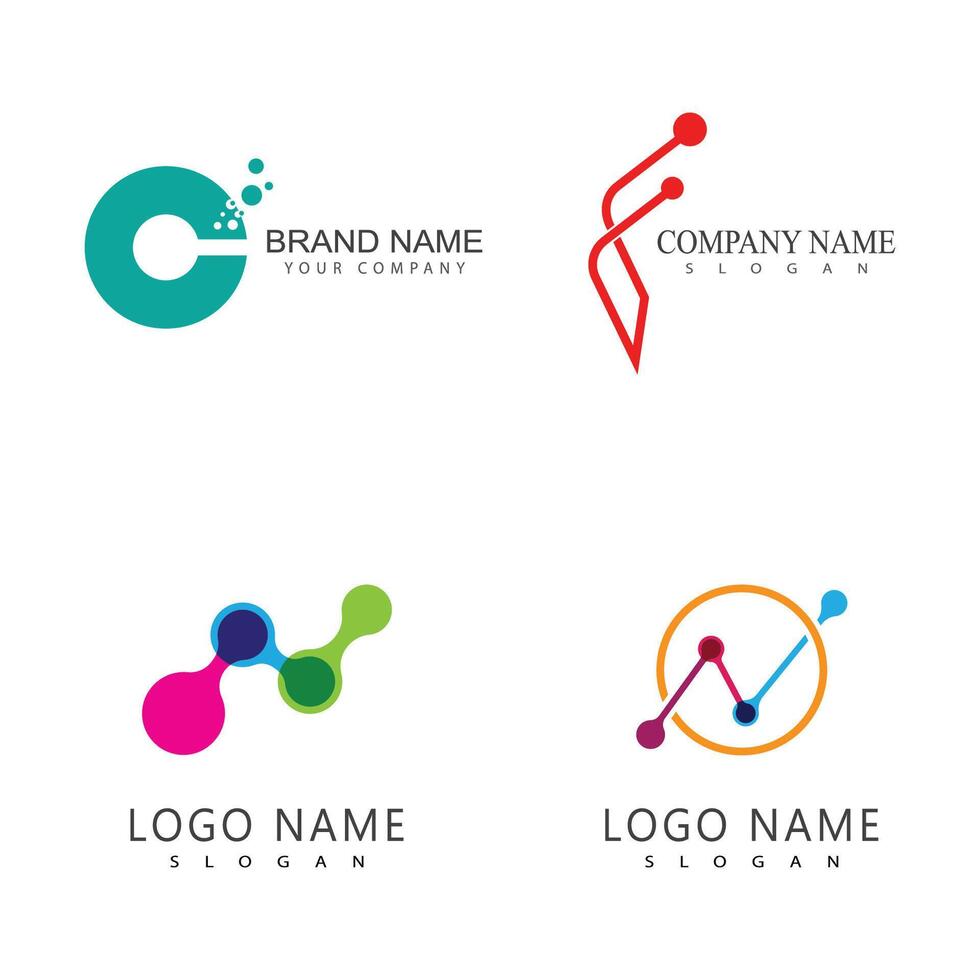 Set Abstract simple logo design featuring molecule vector