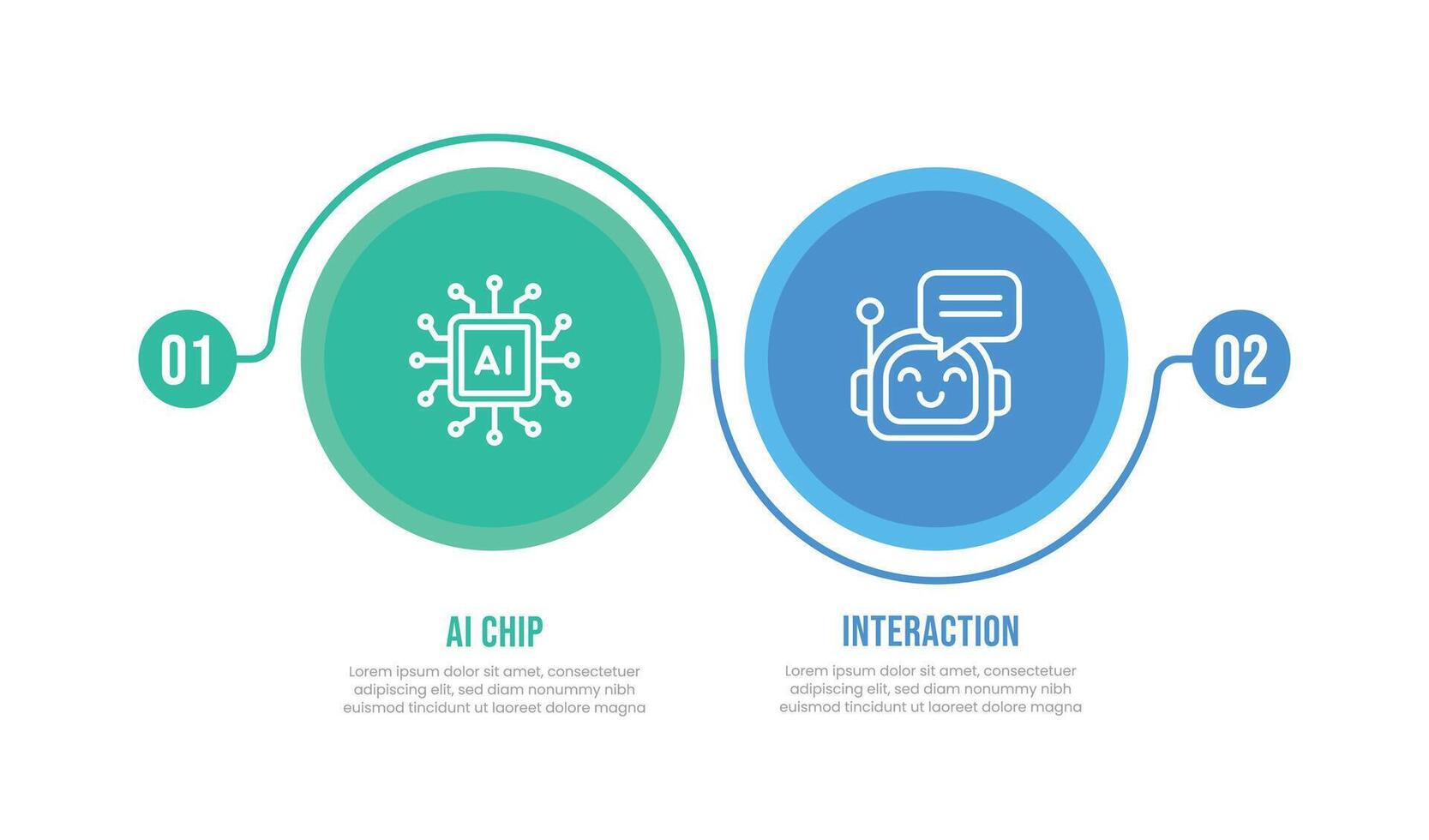 Modern infographic featuring AI chip and interaction icons, ideal for technology and artificial intelligence themes. Clean, and visually appealing for presentations and educational materials. vector