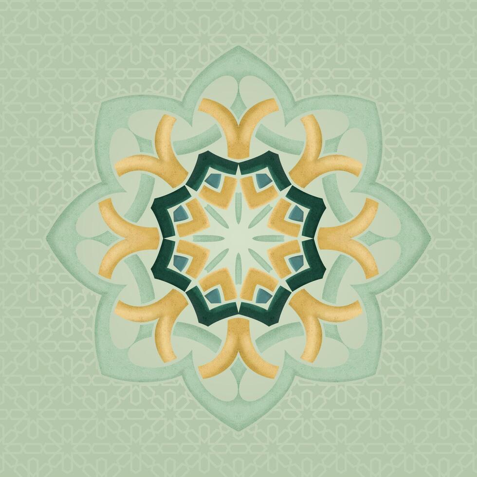 Adorable Mandala with Background Green Pattern vector