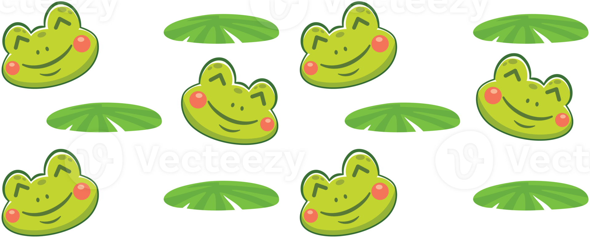 Frogs and leaves in a pattern png
