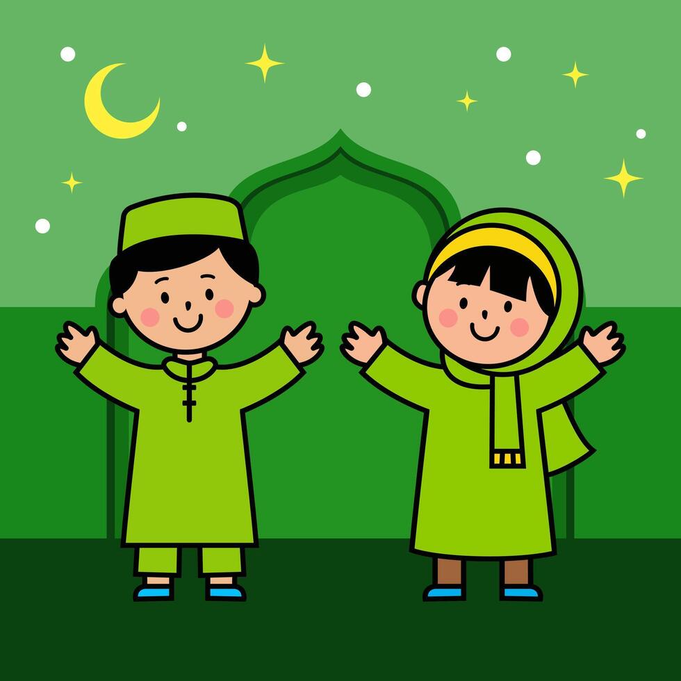 Muslim Kids Praying vector