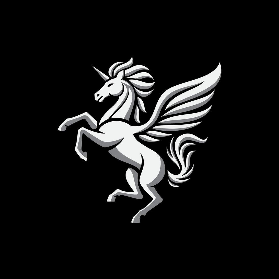 Majestic Silver Unicorn vector