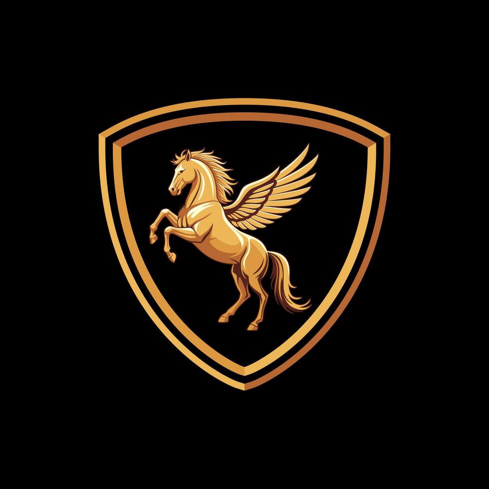 Golden Pegasus Shield vector