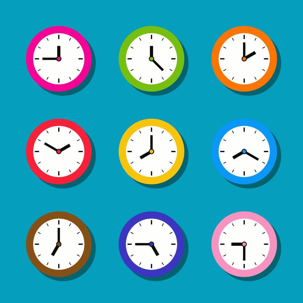 Colorful Clock Icons vector